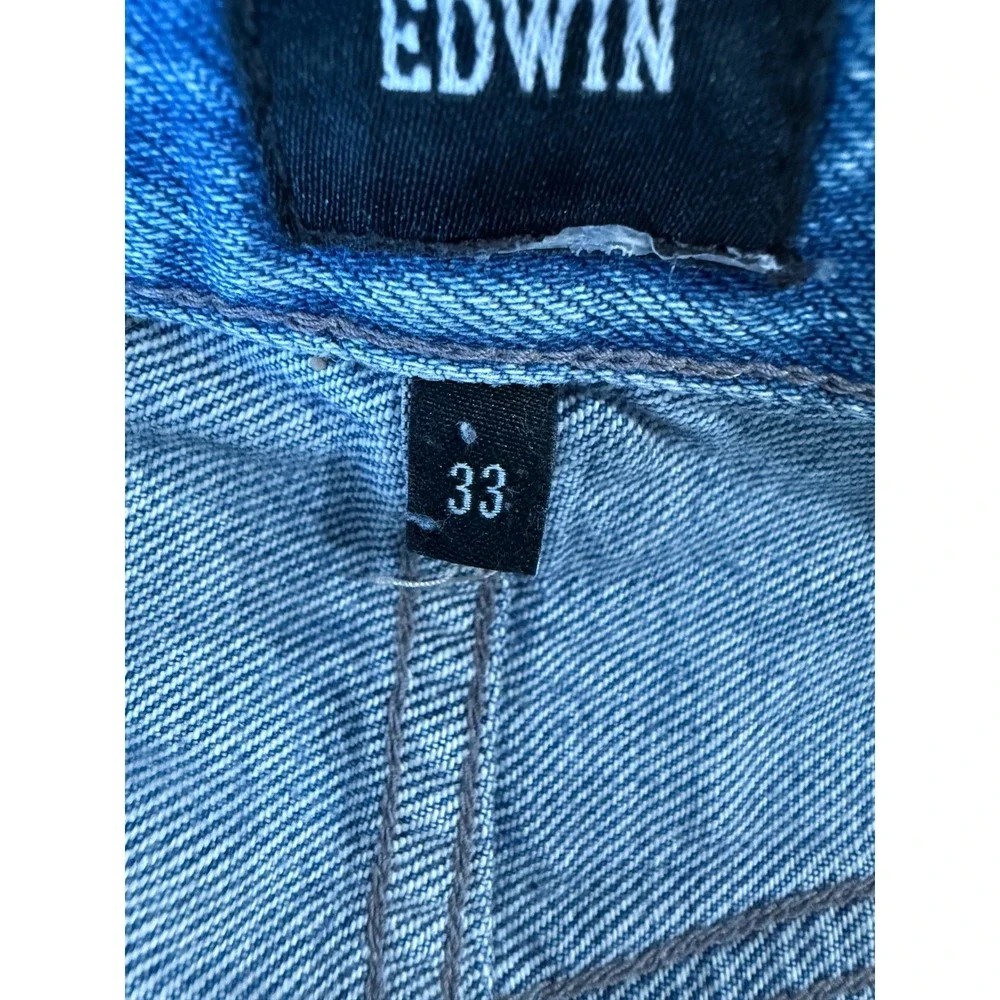 Edwin‎ Classic Straight Mens Distressed Light Wash Blue Denim Jeans Button Fly